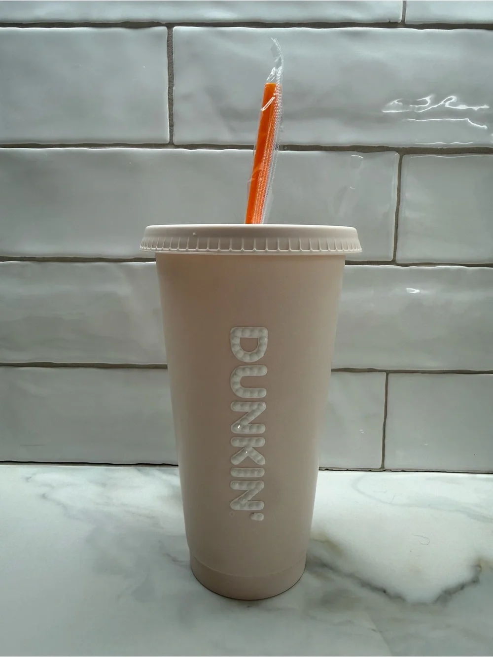 Custom Rhinestone Parke x Dunkin Travel Cup with Orange Straw NWT